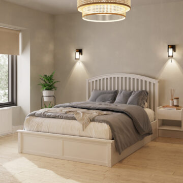 Reus Wooden King Size Ottoman Bed  | White