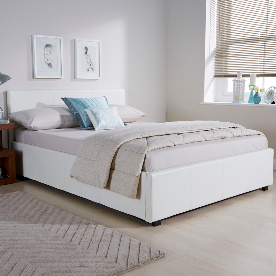 Marikina Side Lift King Size Ottoman Bed White Oak World
