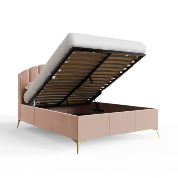 Haikou Pink 5′ King Size End Lift Ottoman Bed