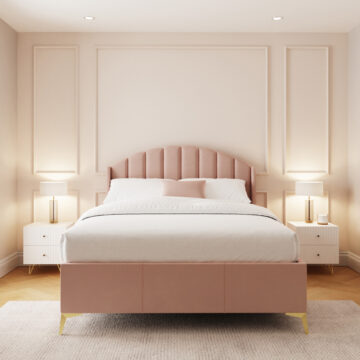 Haikou Pink 5′ King Size End Lift Ottoman Bed