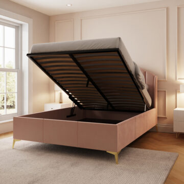 Haikou Pink 5′ King Size End Lift Ottoman Bed
