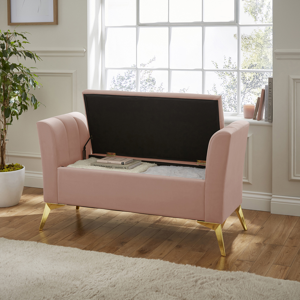 Bedroom Bench Blush Pink Storage Bench Sumdeal 63'' Upholstered