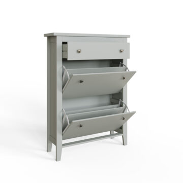 Grey Two Tier Shoe Cabinet