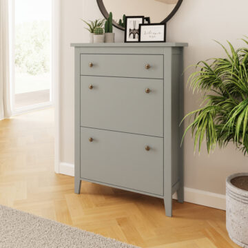 Two Tier Shoe Cabinet | Grey | Self Assembly