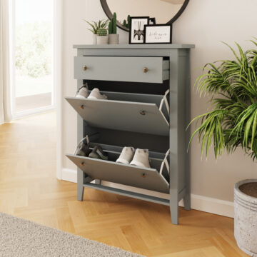 Grey Two Tier Shoe Cabinet