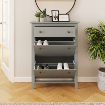 Grey Two Tier Shoe Cabinet