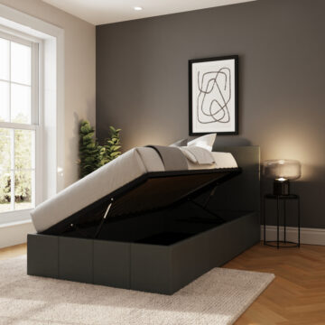 Marikina Grey PU 3′ Side Lift Ottoman Single Bed