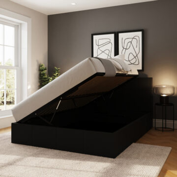 Marikina Black 4′ Side Lift Ottoman Small Double Bed