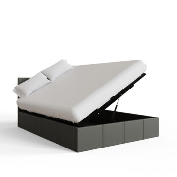Marikina Grey PU 4′ Side Lift Ottoman Small Double Bed
