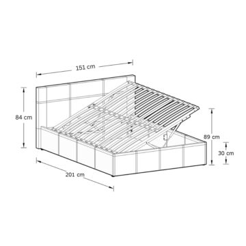 Marikina Grey PU 4’6 Side Lift Ottoman Double Bed