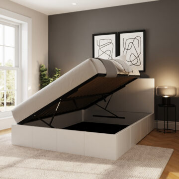 Marikina White 4’6 Side Lift Ottoman Double Bed