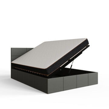 Marikina Grey PU 5′ Side Lift King Size Ottoman Bed