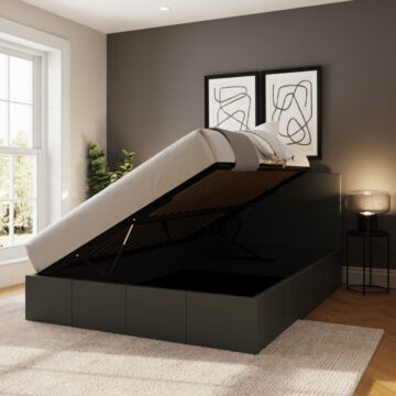 Marikina Grey PU 5′ Side Lift King Size Ottoman Bed