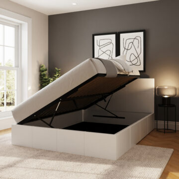 Marikina White 5′ Side Lift King Size Ottoman Bed
