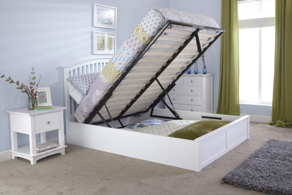 Reus Wooden King Size Ottoman Bed  | White