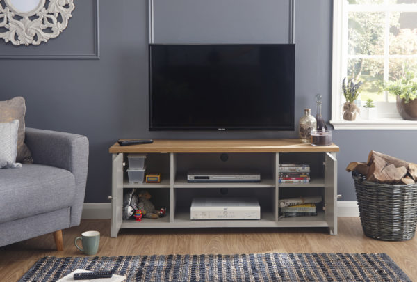 Fife Grey Large TV Cabinet | Grey | Self Assembly