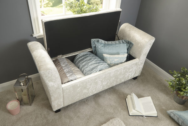 Roma Window Seat | Oyster | Crushed Velvet | Self Assembly