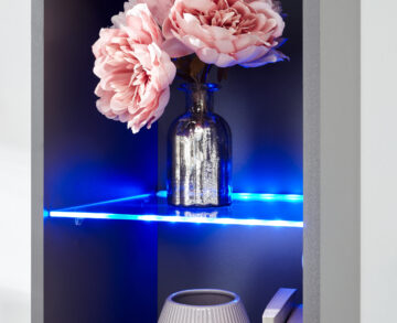 Lugo Grey Tall Shelf Unit | LEDs