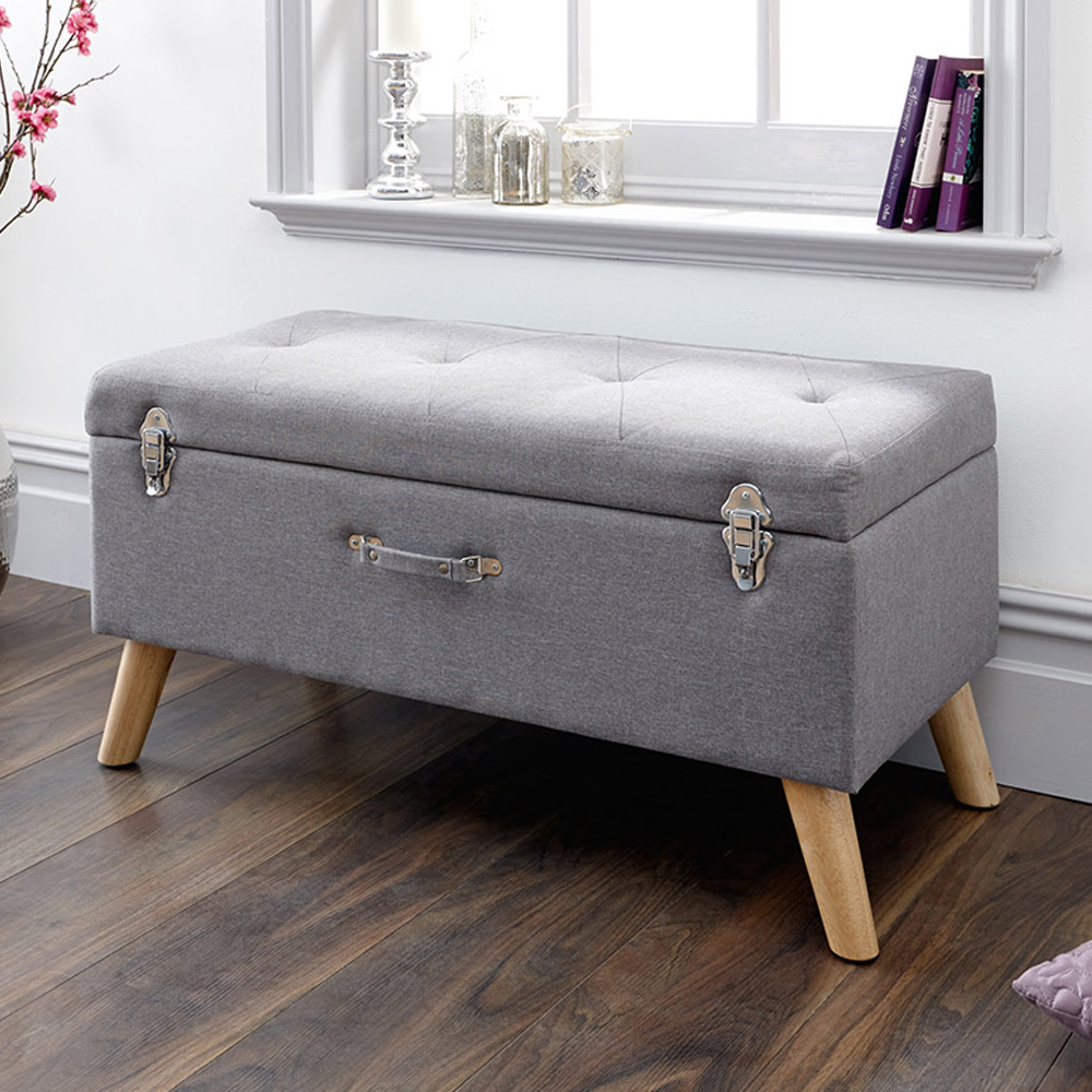 Storage Ottoman Large Grey Self Assembly Oak World