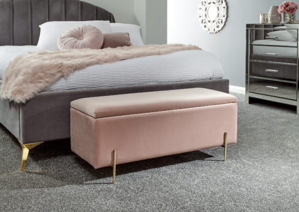 Miley Ottoman Storage Bench | Blush Pink | Self Assembly | Clearance