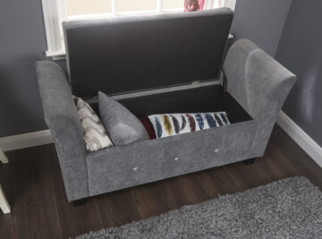 Roma Grey Chenille Diamante Window Seat