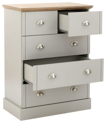 Oban Grey 2 Over 3 Chest of Drawers | Chrome Handles