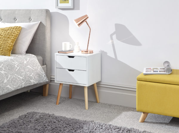 Kathmandu 2 Drawer Bedside Cabinet  | White | Self Assembly