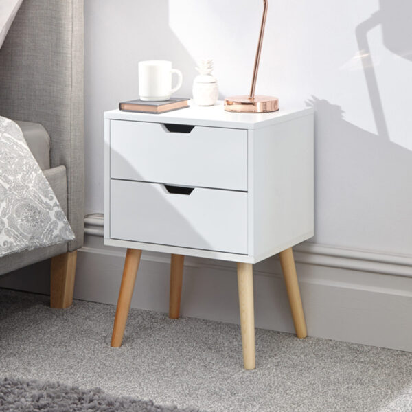 Kathmandu 2 Drawer Bedside Cabinet  | White | Self Assembly
