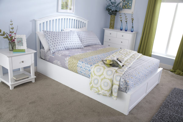 Reus Wooden King Size Ottoman Bed  | White