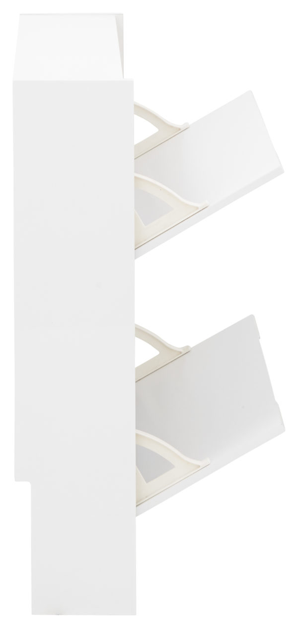 Narrow High Gloss 2 Tier Shoe Cabinet | White | Self Assembly