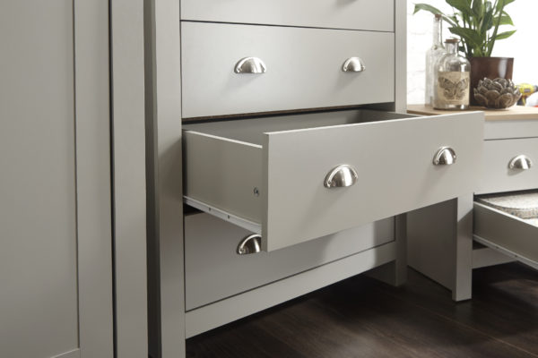 Fife Grey 4 Piece Bedroom Furniture Set Wardrobe Chest & Bedsides | Grey | Clearance