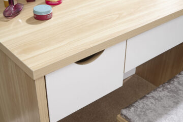 Amelia White 3 Drawer Dressing Table Set | Oak Finish