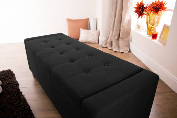 Roma Ottoman Bench | Black  PU | Self Assembly