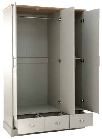 Oban Grey 3 Door Wardrobe with Drawers