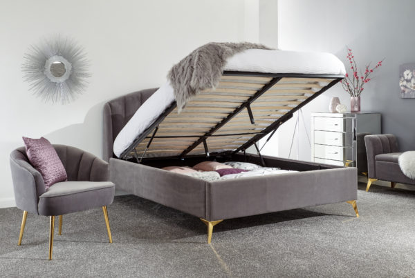 Haikou Double End Lift Ottoman Bed | Grey