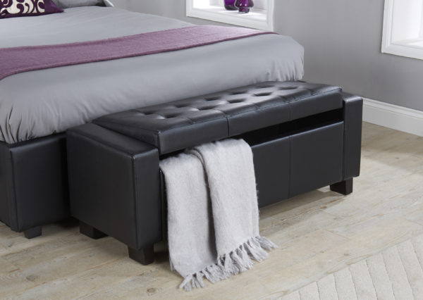 Roma Ottoman Bench | Black  PU | Self Assembly