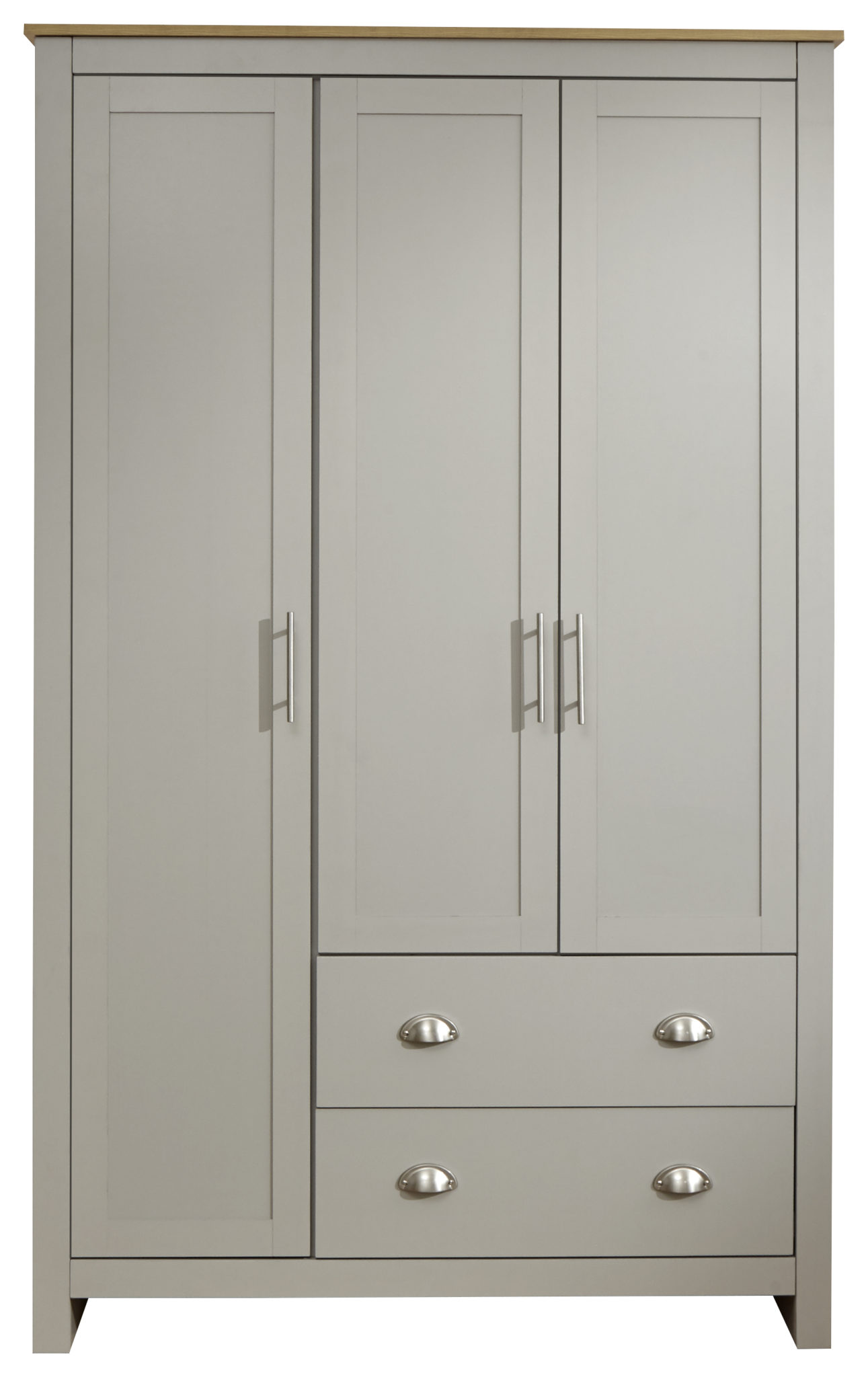 Fife Grey 3 Door 2 Drawer Wardrobe Grey Oak World