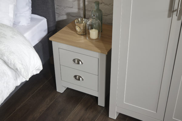 Fife Grey 4 Piece Bedroom Furniture Set Wardrobe Chest & Bedsides | Grey | Clearance