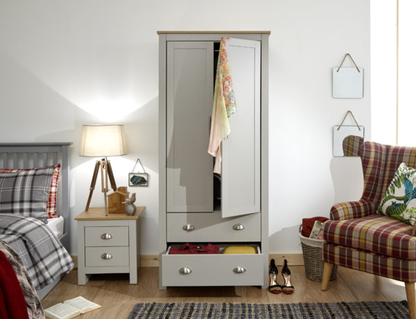 Fife Grey 2 Door 2 Drawer Wardrobe | Grey