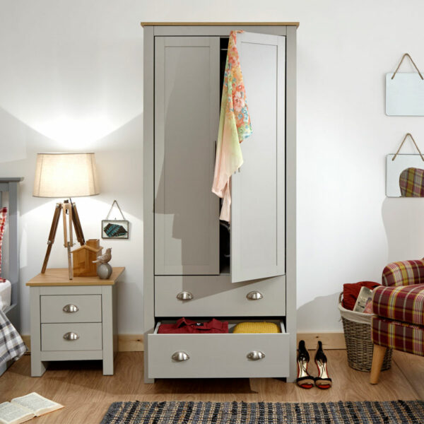 Fife Grey 2 Door 2 Drawer Wardrobe | Grey
