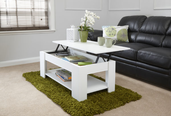 Shetland Lift Up Coffee Table | White | Self Assembly