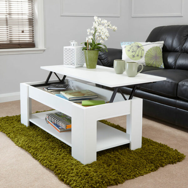 Shetland Lift Up Coffee Table | White | Self Assembly