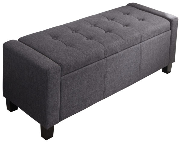 Roma Ottoman Bench | Charcoal Grey | Fabric | Self Assembly