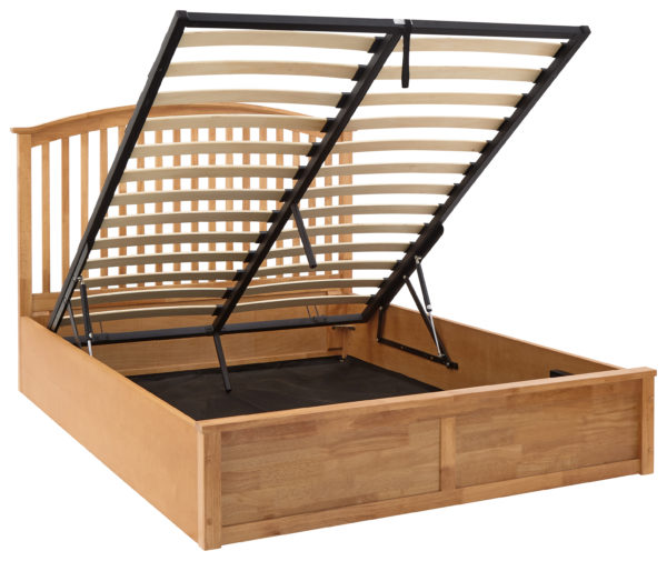 Reus Wooden Ottoman Double Bed Oak