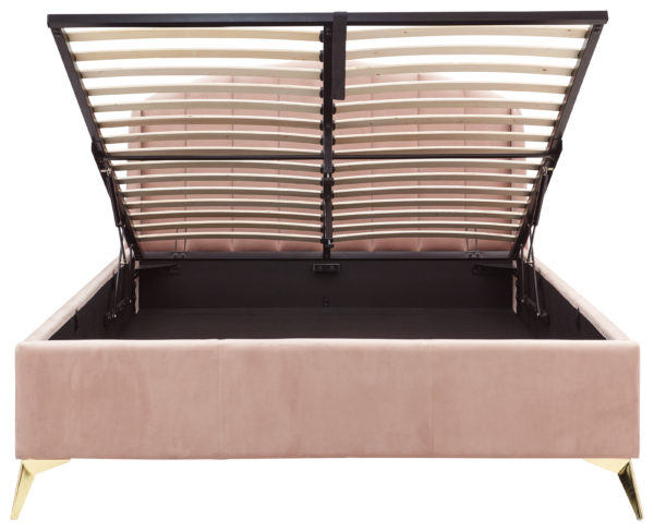 Haikou King Size End Lift Ottoman Bed | Blush Pink