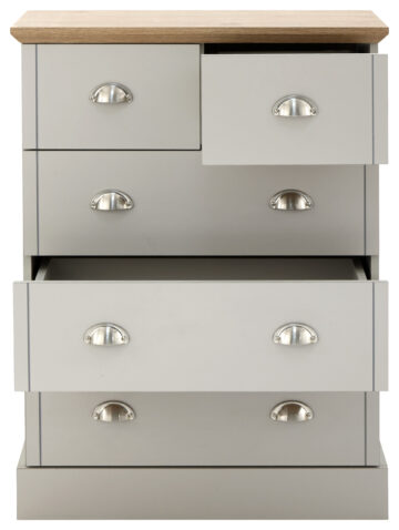 Oban Grey 2 Over 3 Chest of Drawers | Chrome Handles