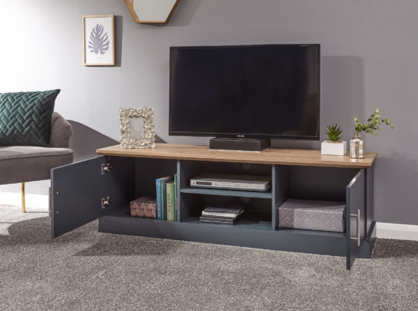 Oban Large TV Unit | Slate Blue | Self Assembly