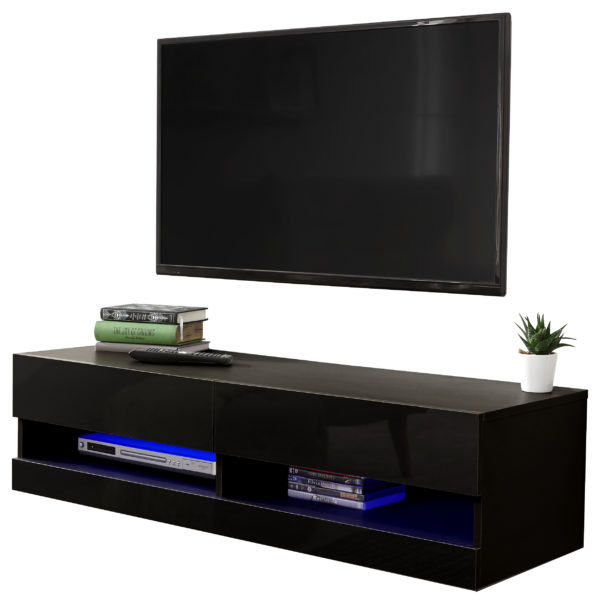 Lugo 120cm Wall TV Unit | LED | Black | Self Assembly