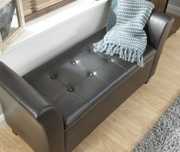 Roma Window Seat | Black PU | Self Assembly