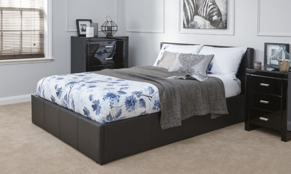 Marikina End Lift Ottoman Double Bed | Black